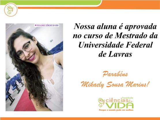 Nossa aluna é aprovada no Mestrado da UFLA