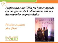 Professora foi homenageada em congresso da Federaminas
