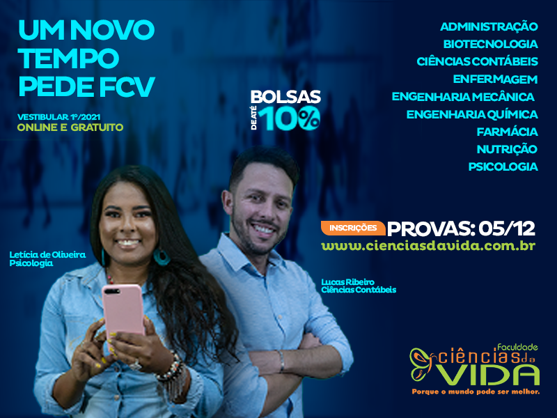 FCV abre inscrições para o Vestibular 1º-2021 com Bolsas de estudo