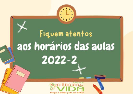 Horário das aulas 2022-2